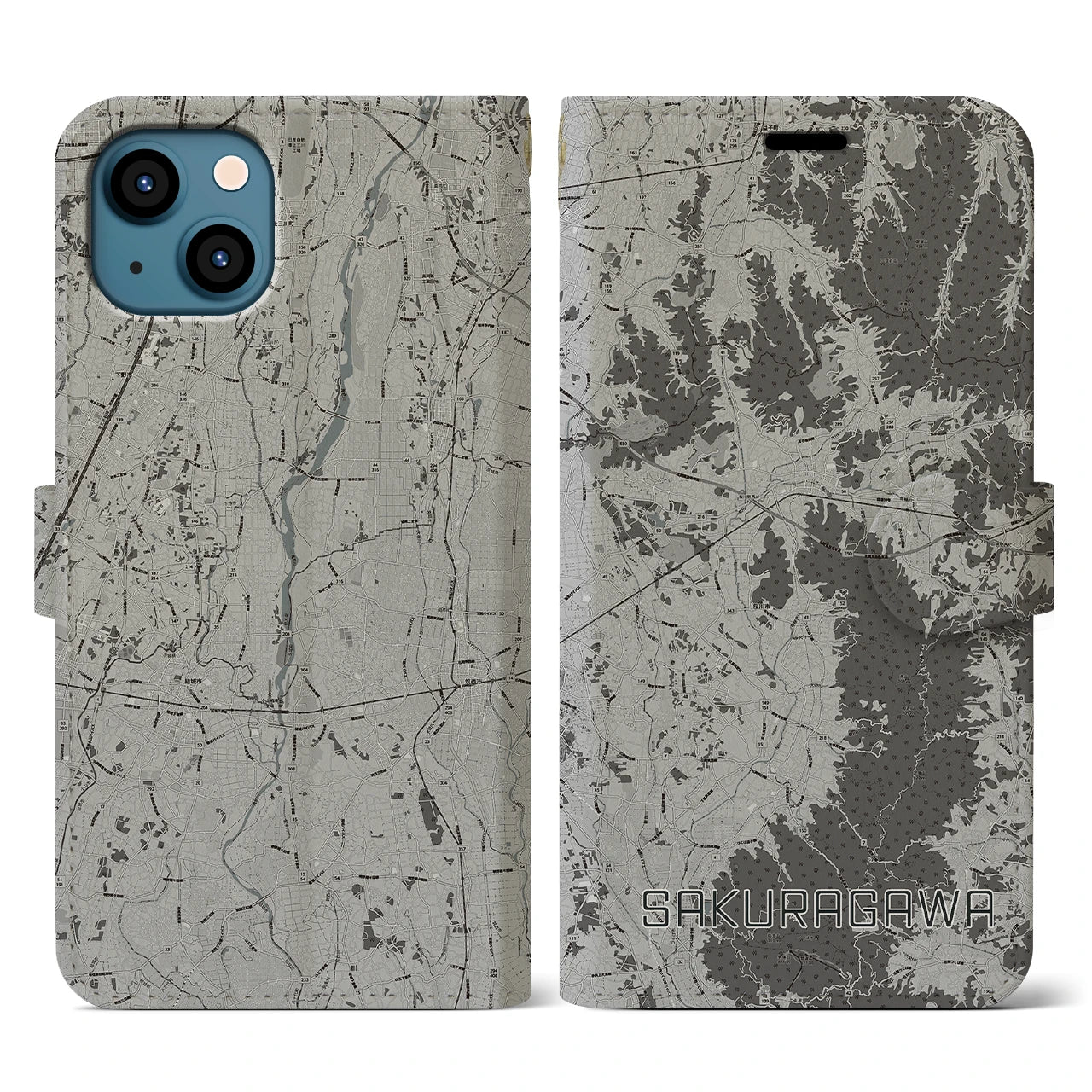 【桜川(茨城県)】地図柄iPhoneケース(手帳タイプ)