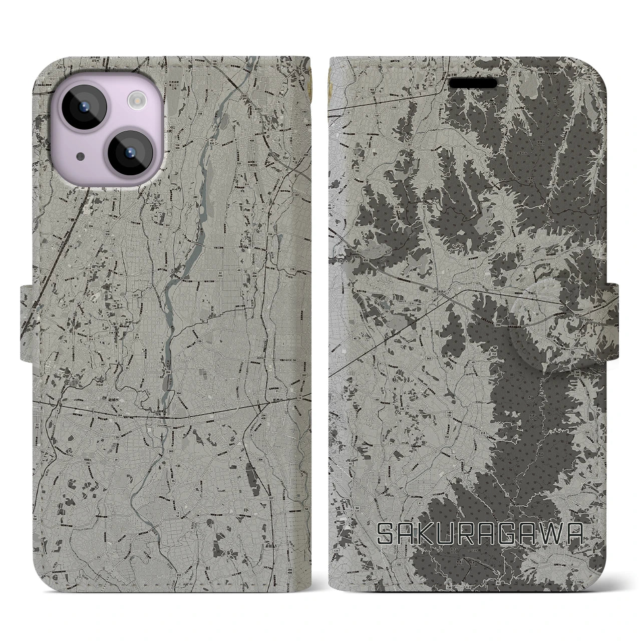 【桜川(茨城県)】地図柄iPhoneケース(手帳タイプ)
