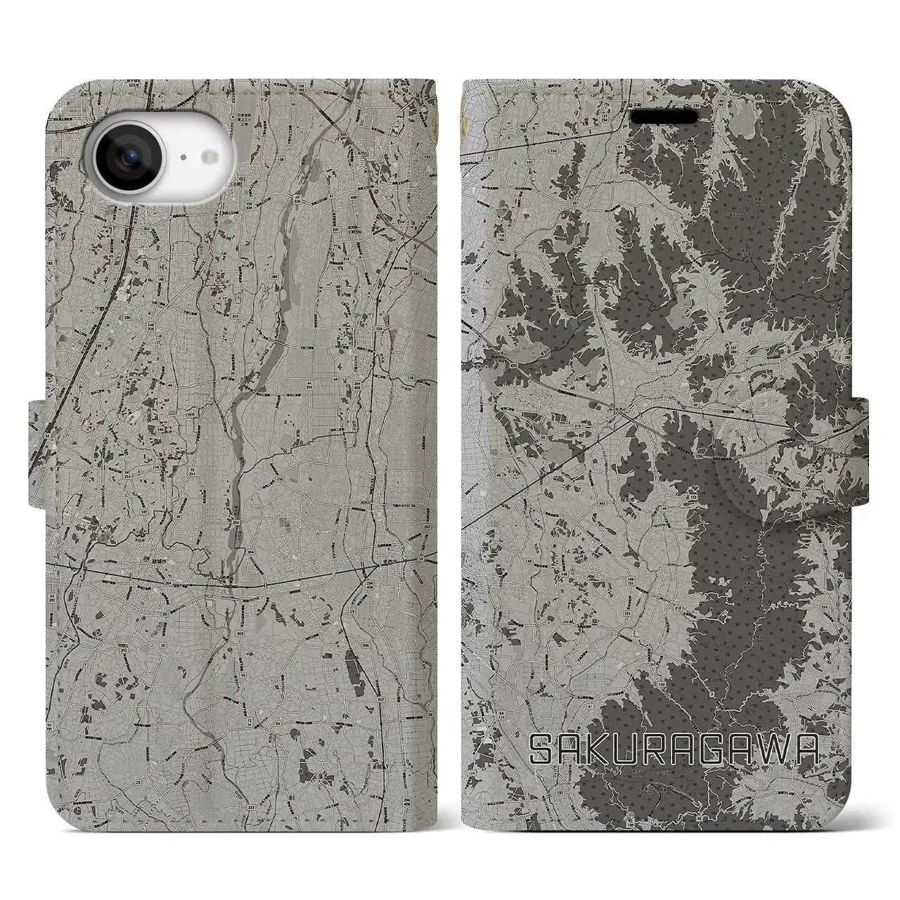 【桜川(茨城県)】地図柄iPhoneケース(手帳タイプ)