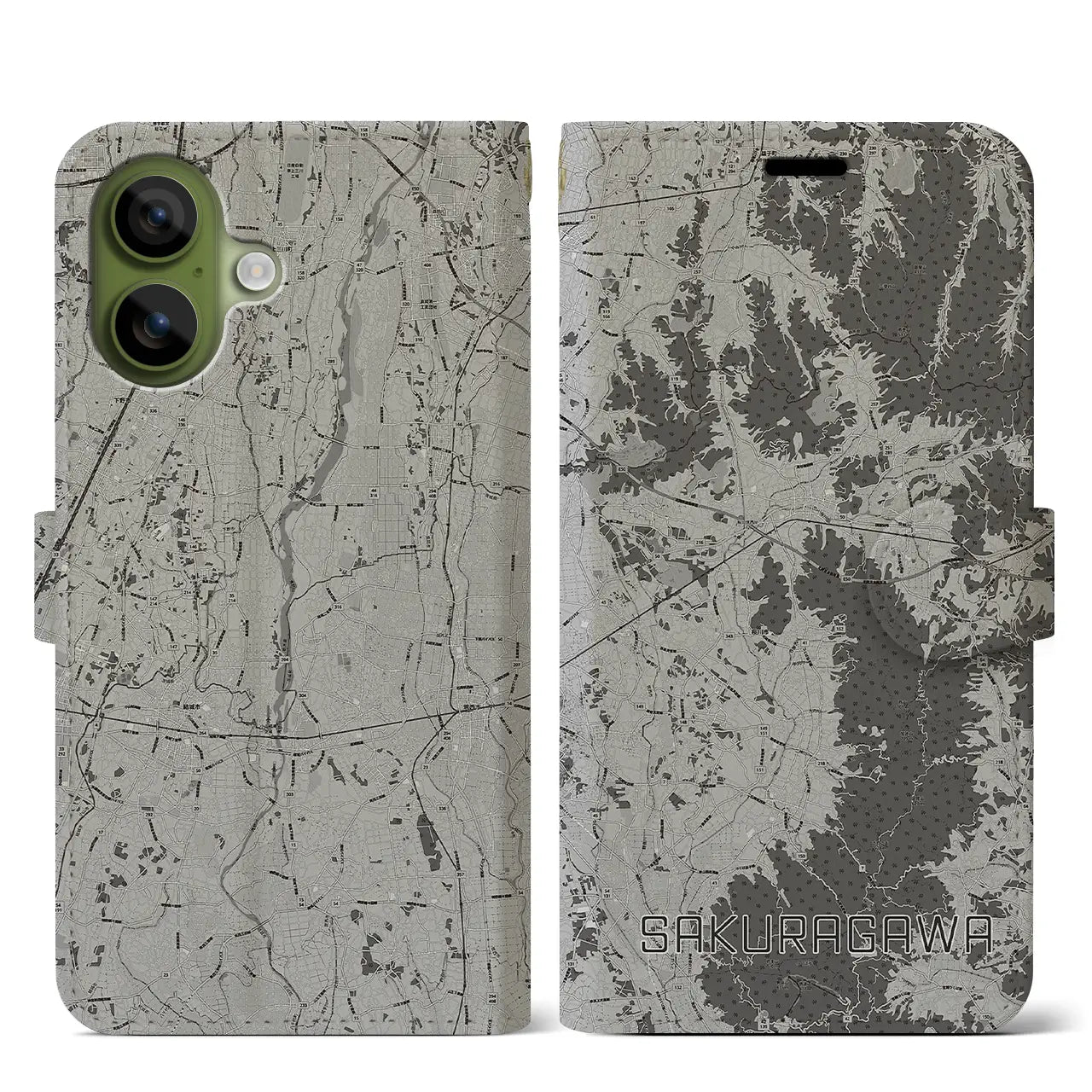 【桜川(茨城県)】地図柄iPhoneケース(手帳タイプ)