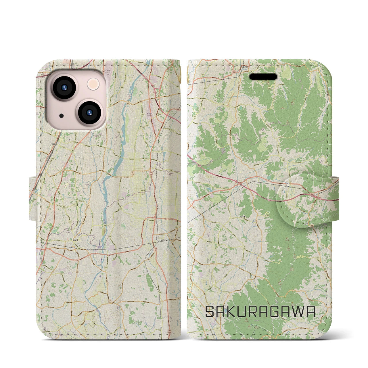 【桜川(茨城県)】地図柄iPhoneケース(手帳タイプ)