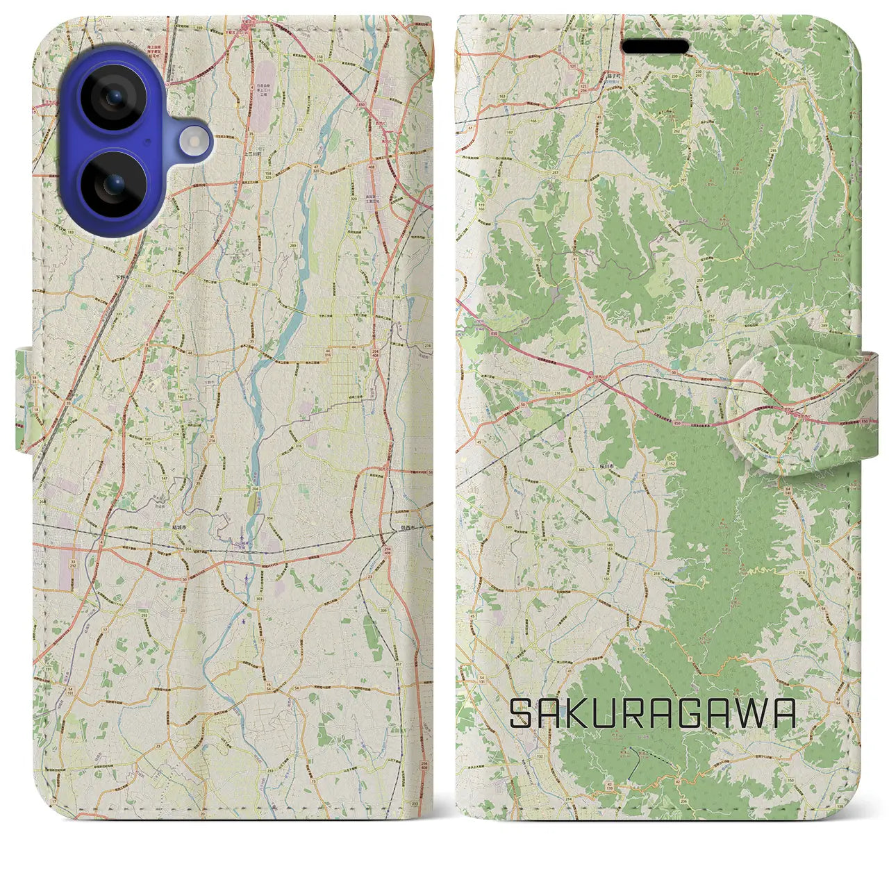 【桜川(茨城県)】地図柄iPhoneケース(手帳タイプ)