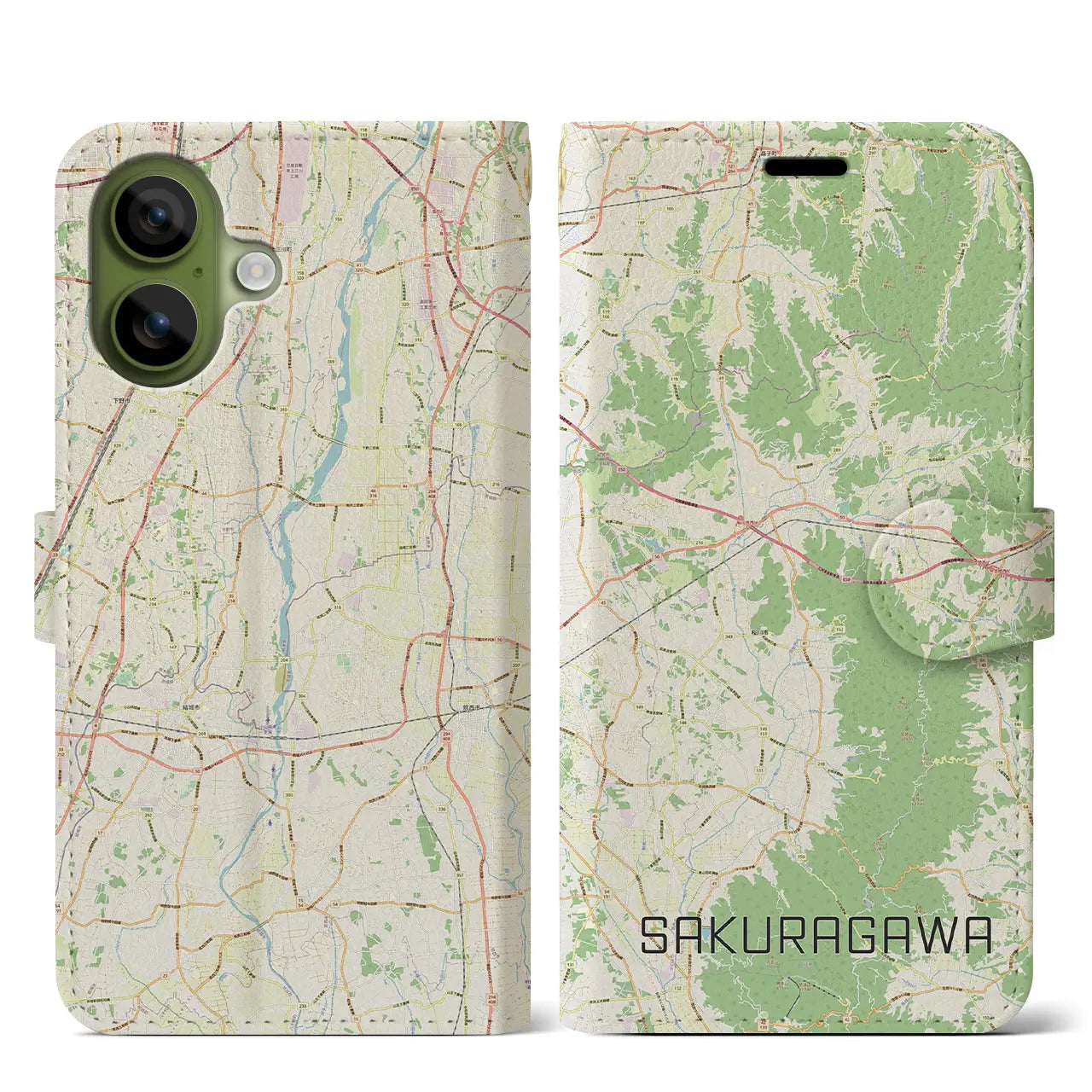 【桜川(茨城県)】地図柄iPhoneケース(手帳タイプ)