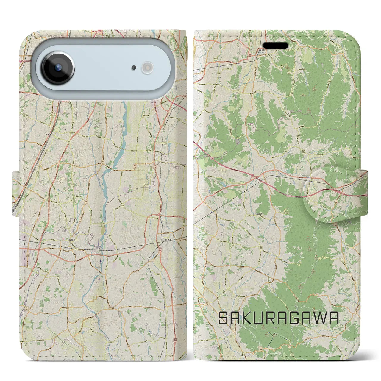 【桜川(茨城県)】地図柄iPhoneケース(手帳タイプ)