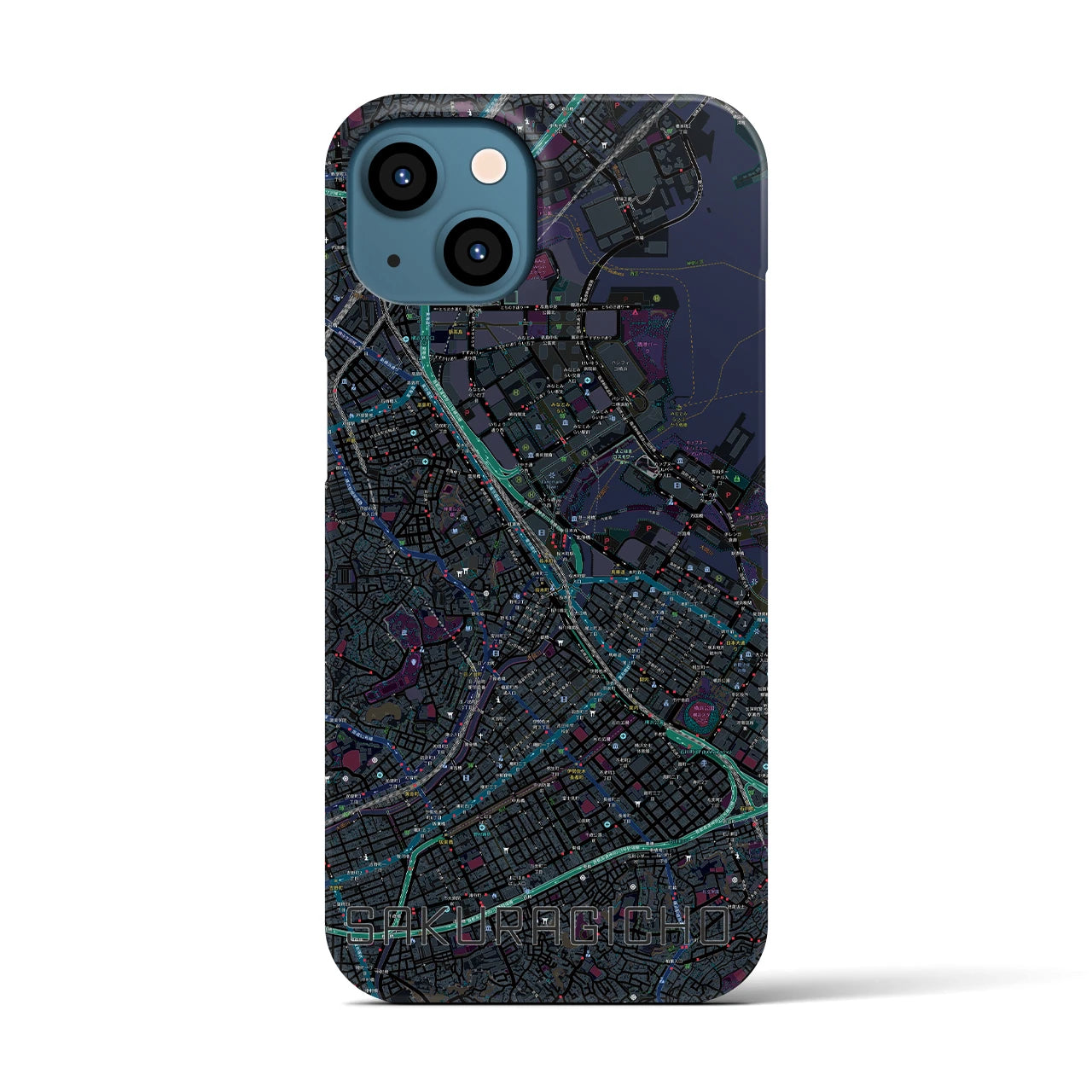 【桜木町(神奈川県)】地図柄iPhoneケース(バックカバータイプ)