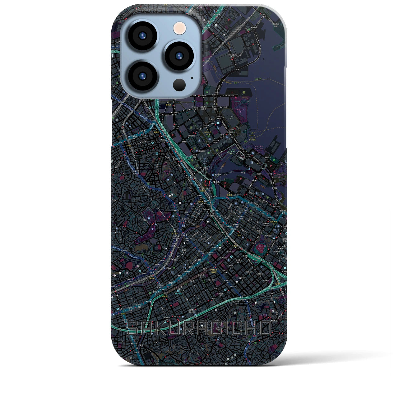 【桜木町(神奈川県)】地図柄iPhoneケース(バックカバータイプ)