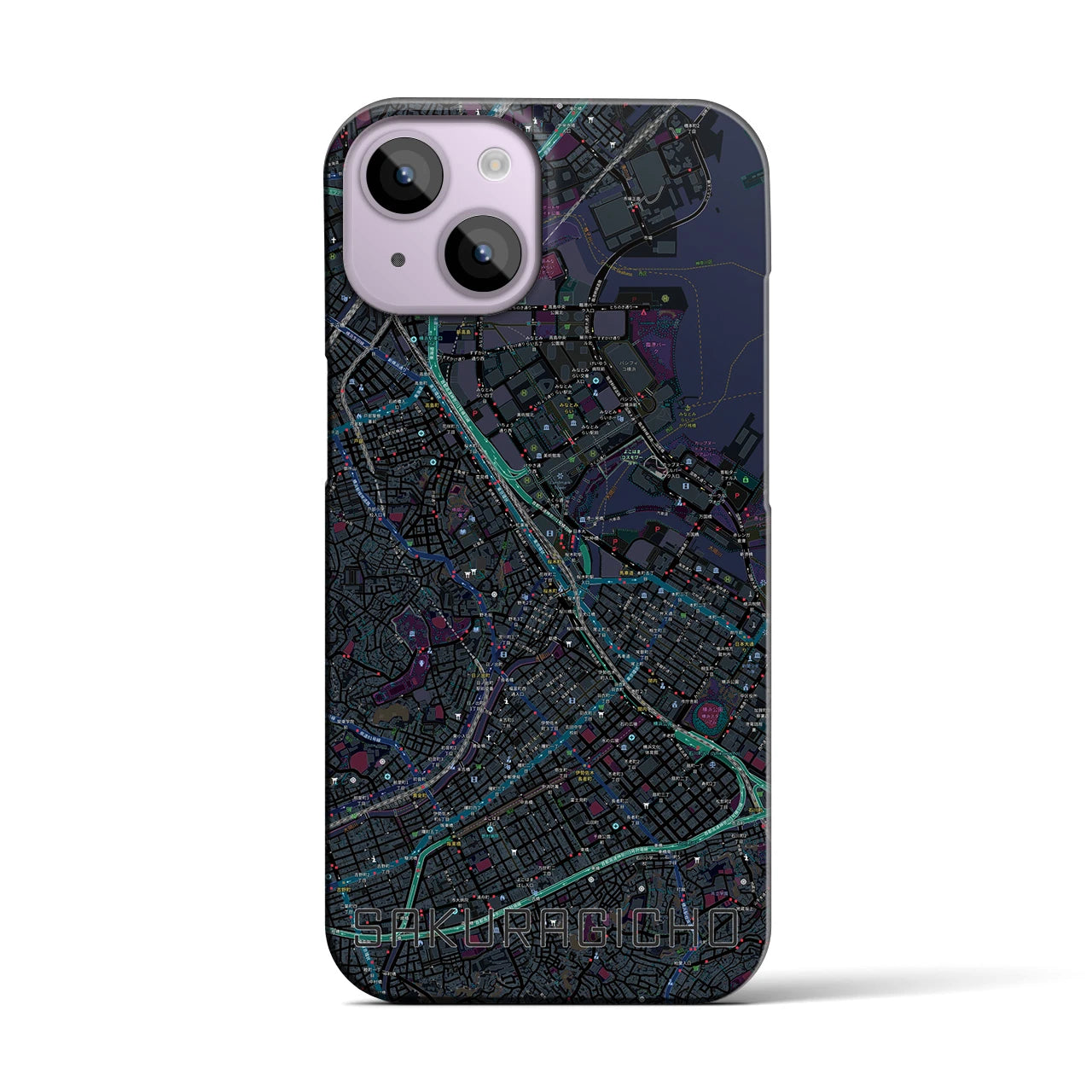 【桜木町(神奈川県)】地図柄iPhoneケース(バックカバータイプ)