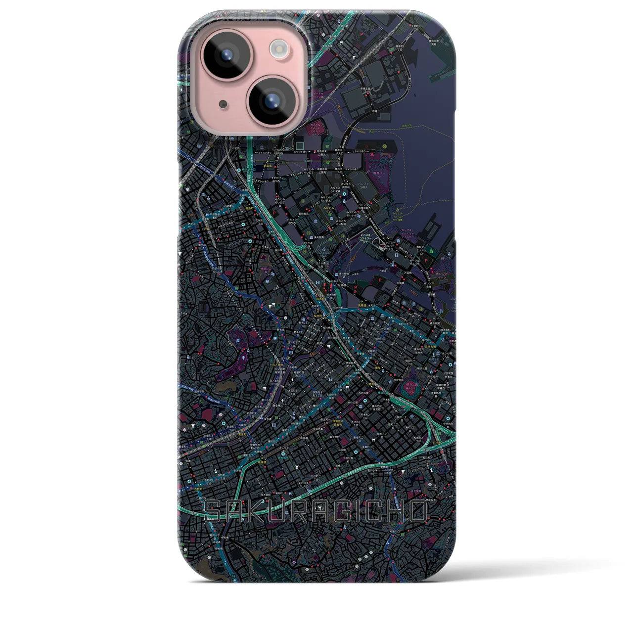 【桜木町(神奈川県)】地図柄iPhoneケース(バックカバータイプ)