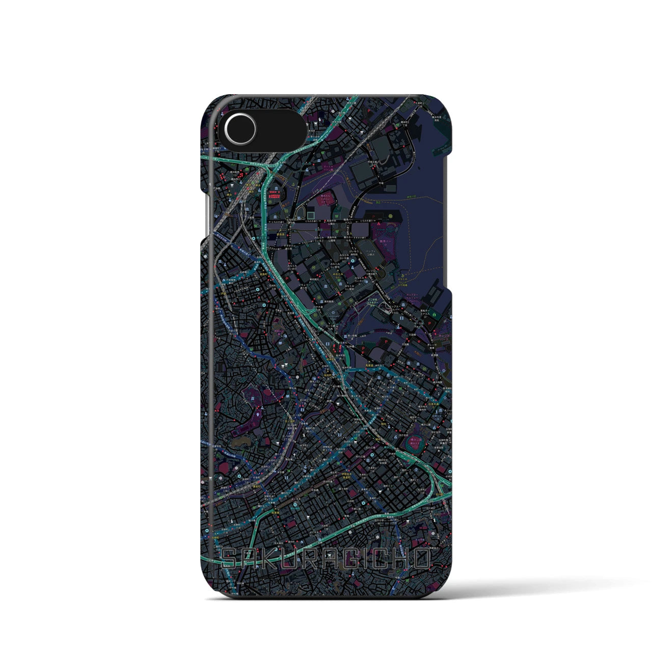 【桜木町(神奈川県)】地図柄iPhoneケース(バックカバータイプ)