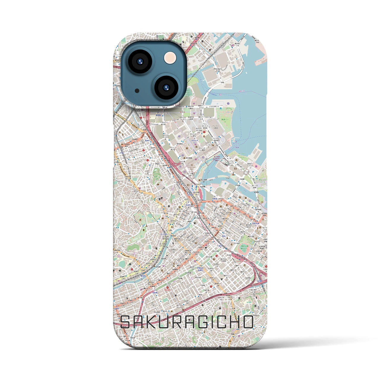 【桜木町(神奈川県)】地図柄iPhoneケース(バックカバータイプ)