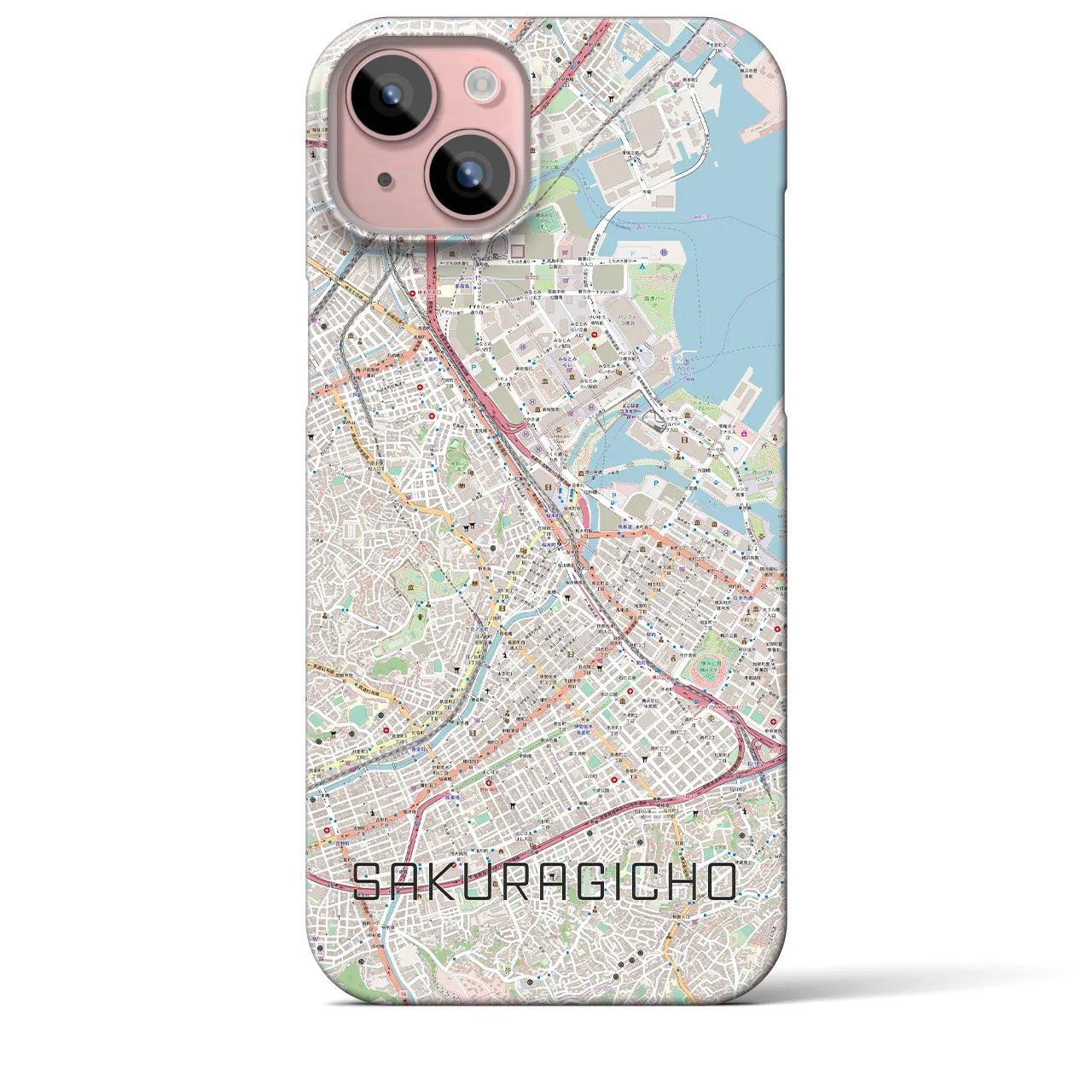 【桜木町(神奈川県)】地図柄iPhoneケース(バックカバータイプ)