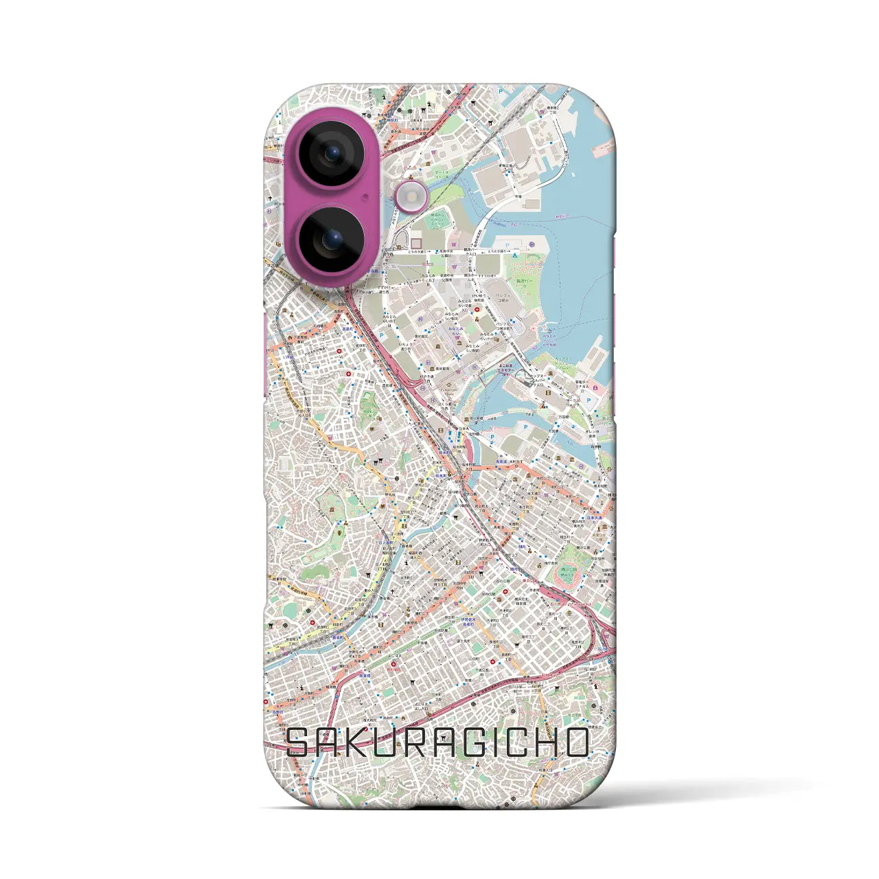 【桜木町(神奈川県)】地図柄iPhoneケース(バックカバータイプ)