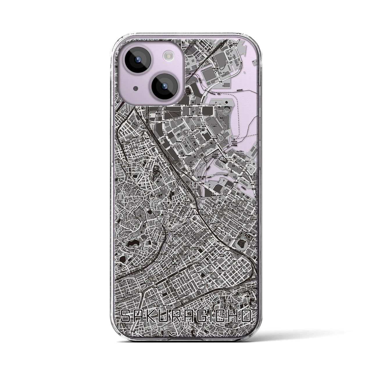 【桜木町(神奈川県)】地図柄iPhoneケース(クリアタイプ)