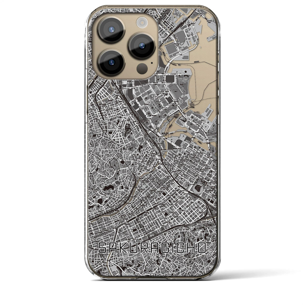 【桜木町(神奈川県)】地図柄iPhoneケース(クリアタイプ)