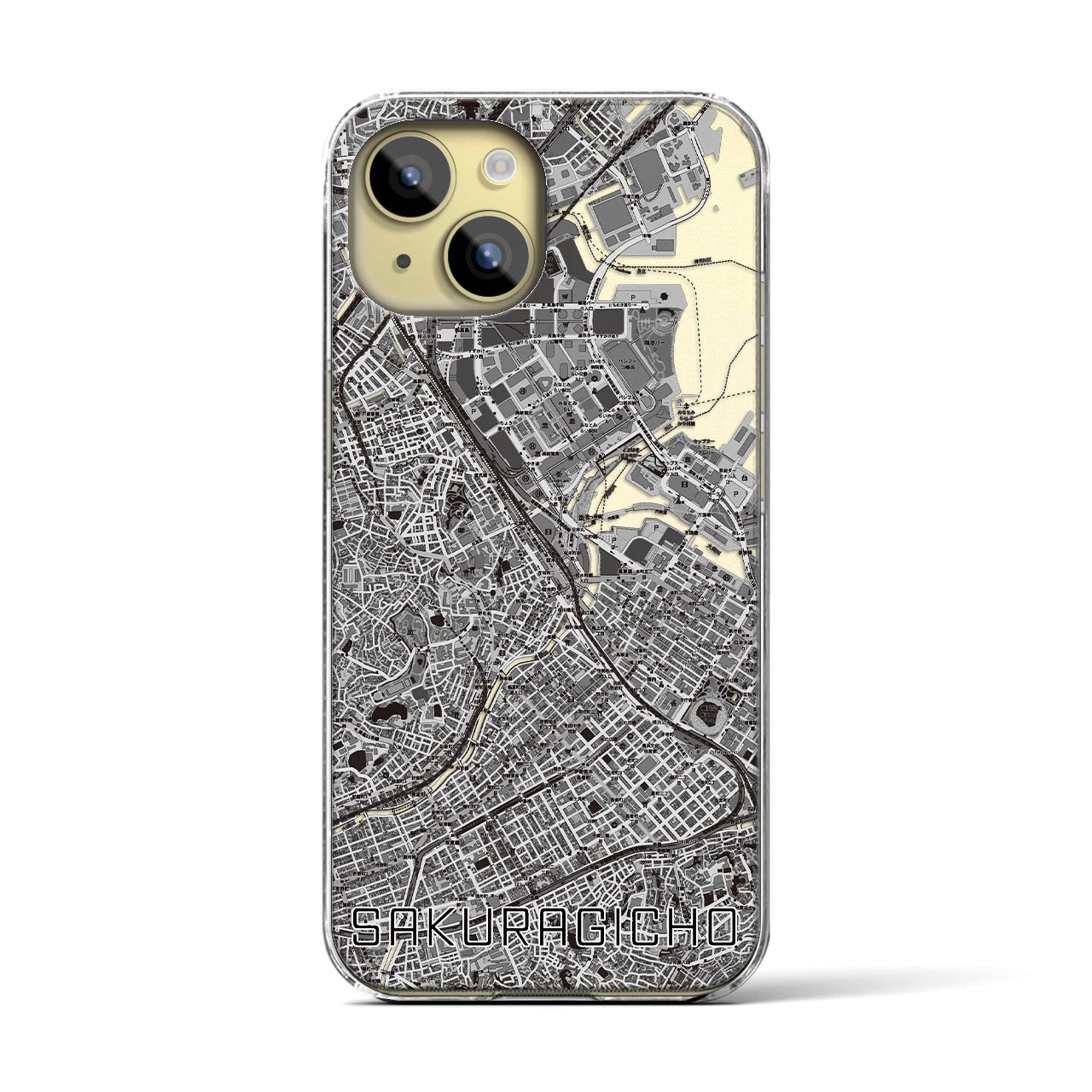 【桜木町(神奈川県)】地図柄iPhoneケース(クリアタイプ)