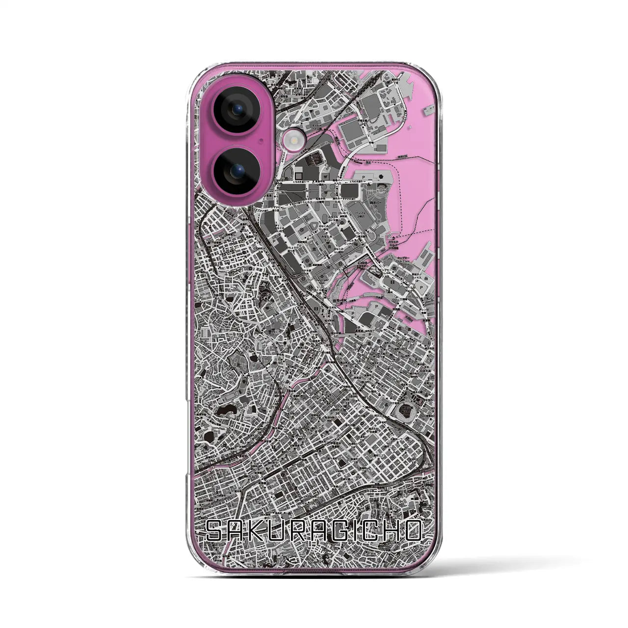 【桜木町(神奈川県)】地図柄iPhoneケース(クリアタイプ)