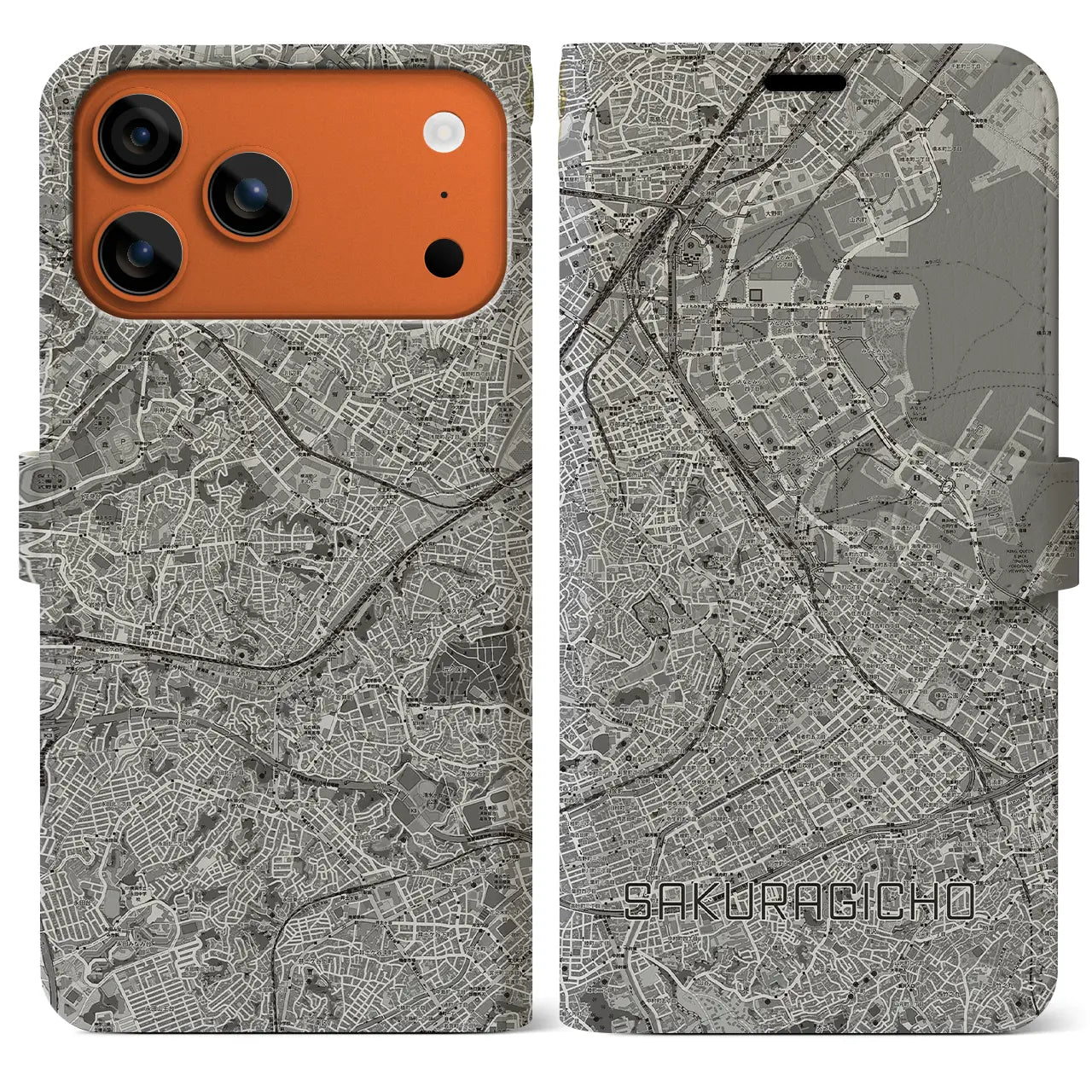 【桜木町(神奈川県)】地図柄iPhoneケース(手帳タイプ)