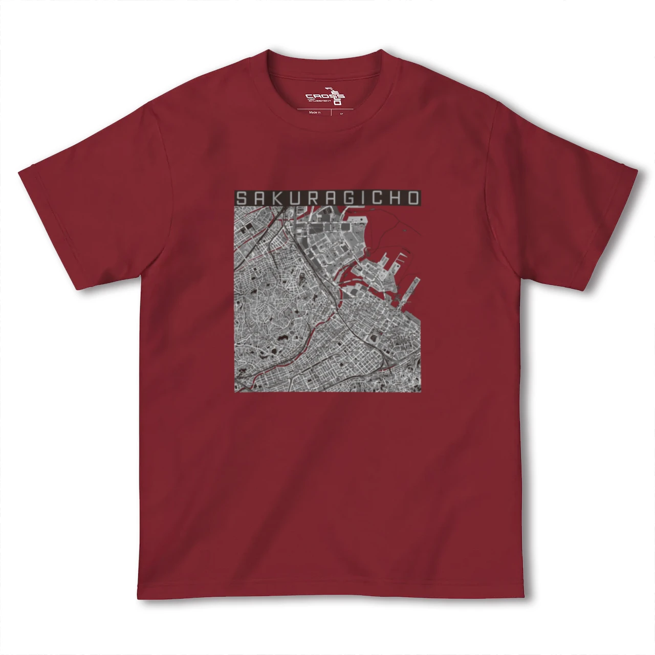 【桜木町(神奈川県)】地図柄ヘビーウェイトTシャツ