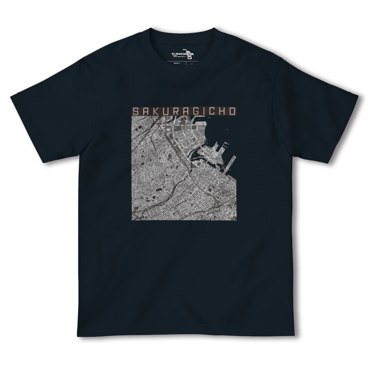 【桜木町(神奈川県)】地図柄ヘビーウェイトTシャツ