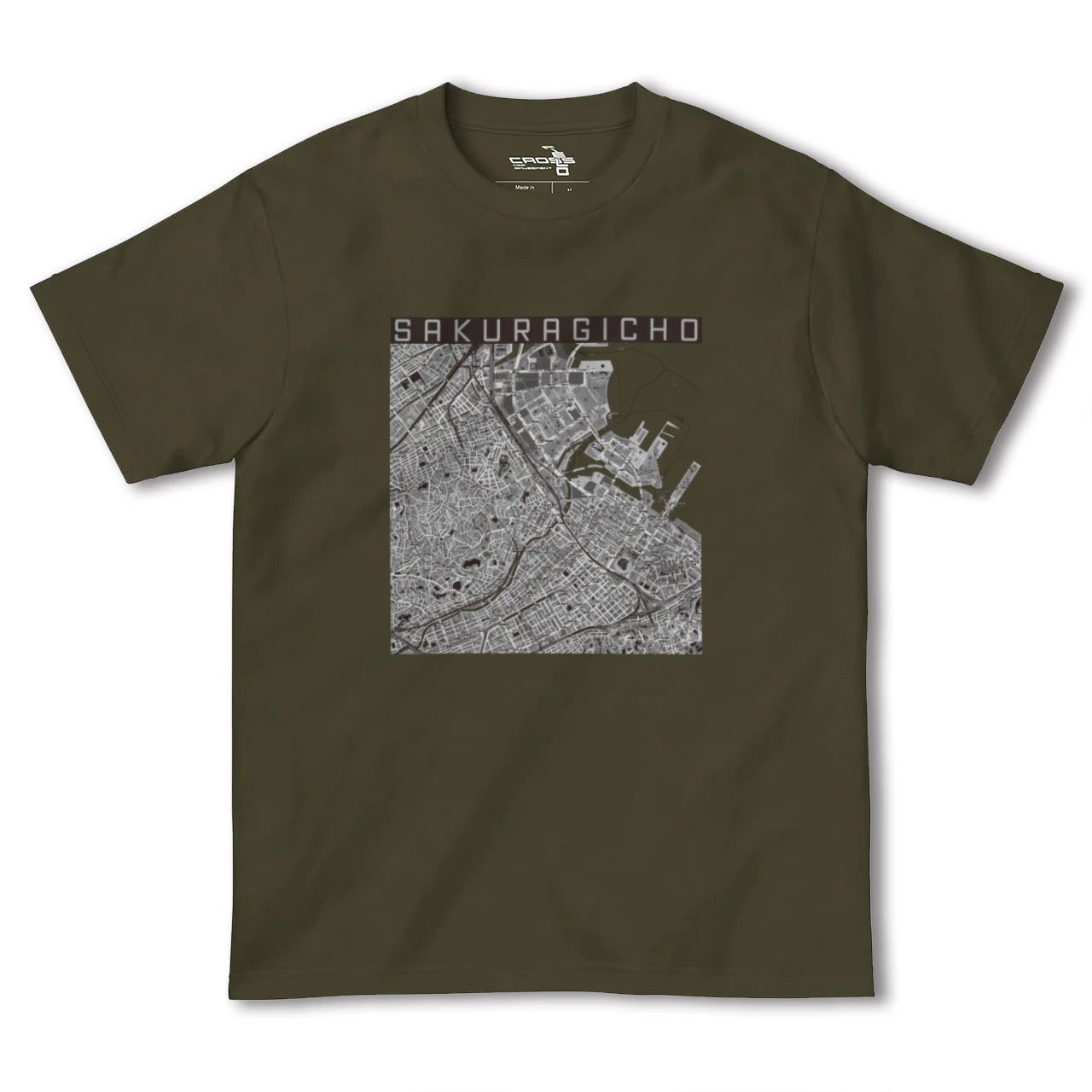 【桜木町(神奈川県)】地図柄ヘビーウェイトTシャツ