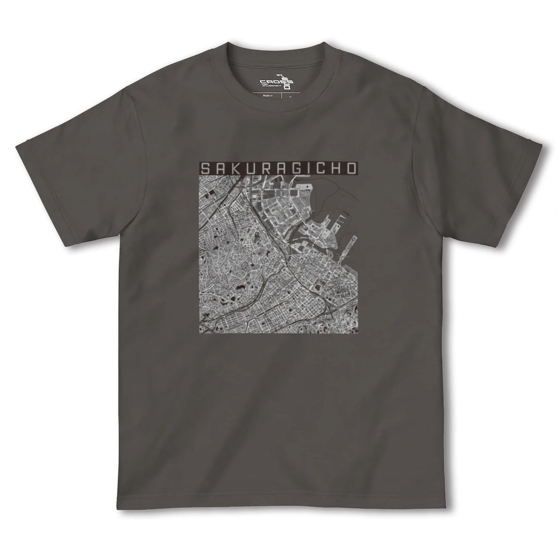 【桜木町(神奈川県)】地図柄ヘビーウェイトTシャツ