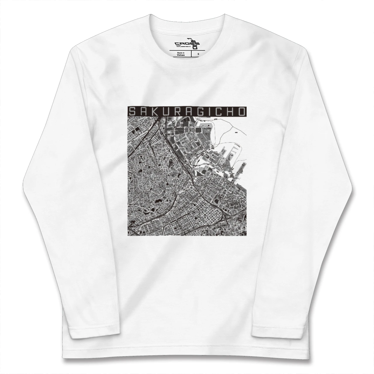 【桜木町(神奈川県)】地図柄ロングスリーブTシャツ