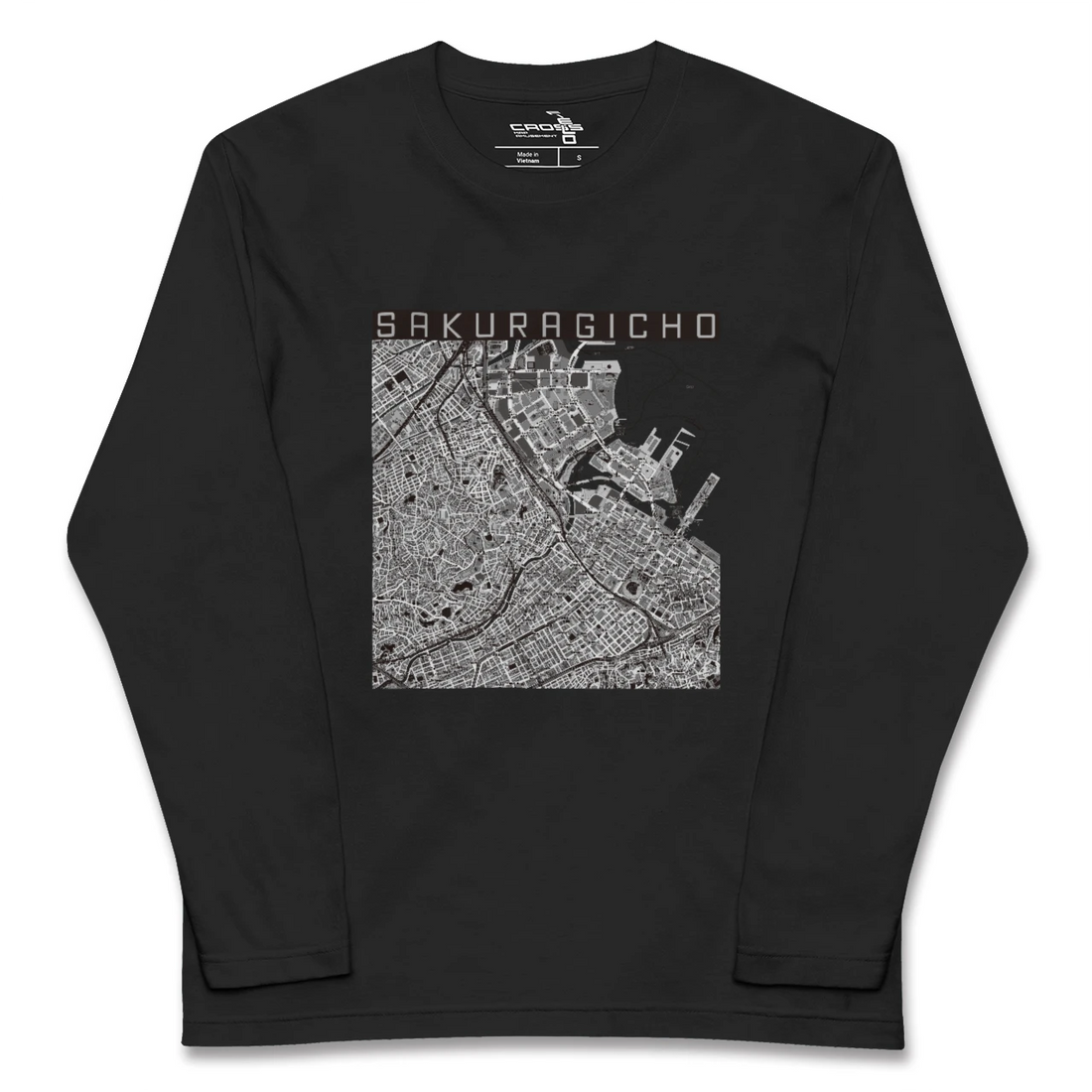 【桜木町(神奈川県)】地図柄ロングスリーブTシャツ