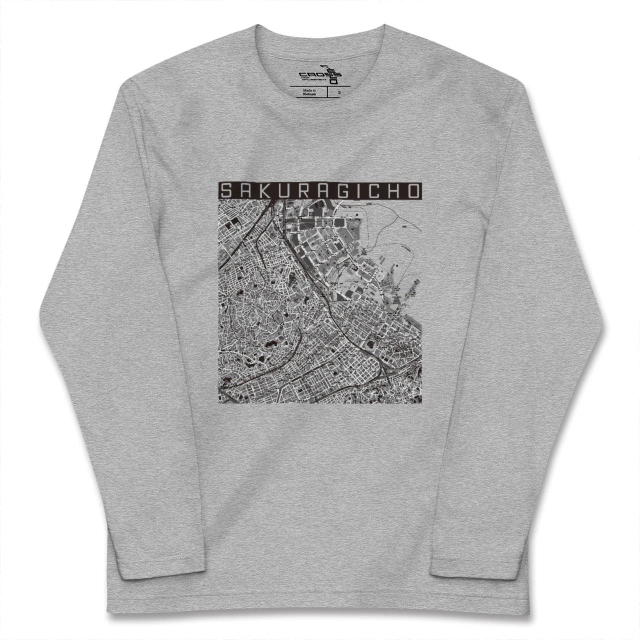 【桜木町(神奈川県)】地図柄ロングスリーブTシャツ