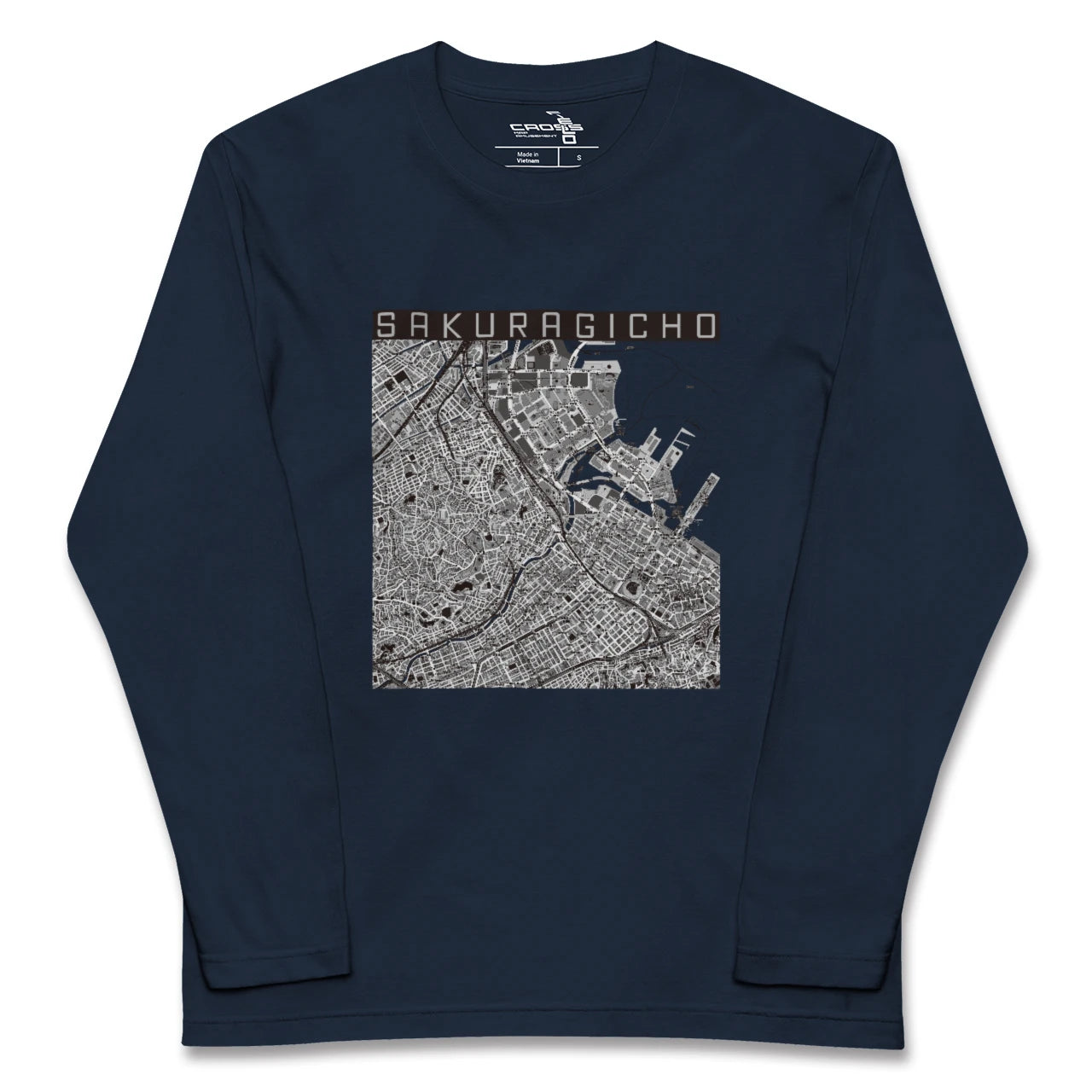 【桜木町(神奈川県)】地図柄ロングスリーブTシャツ