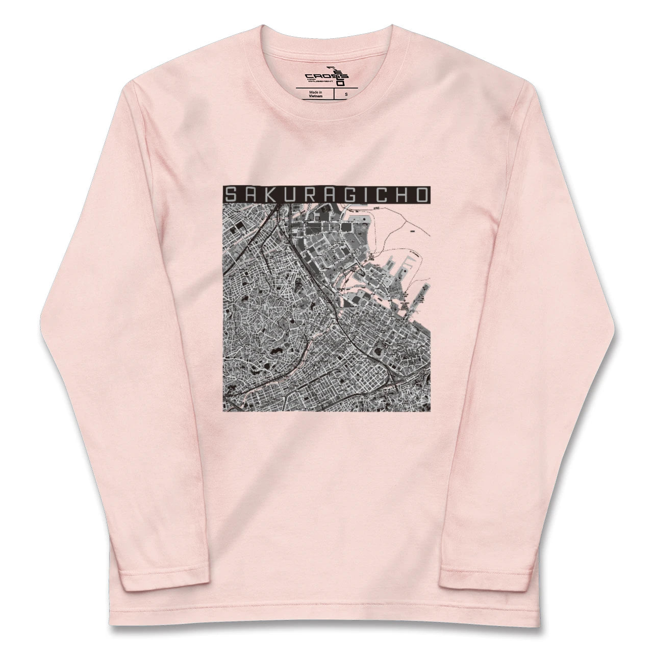 【桜木町(神奈川県)】地図柄ロングスリーブTシャツ