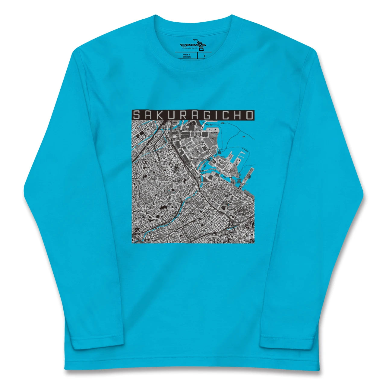 【桜木町(神奈川県)】地図柄ロングスリーブTシャツ