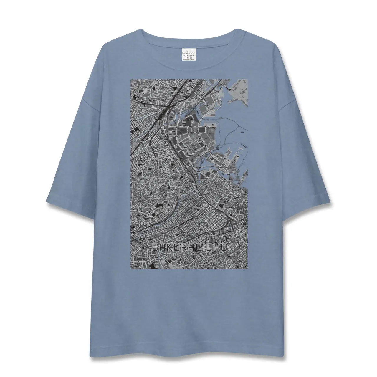 【桜木町(神奈川県)】地図柄ビッグシルエットTシャツ