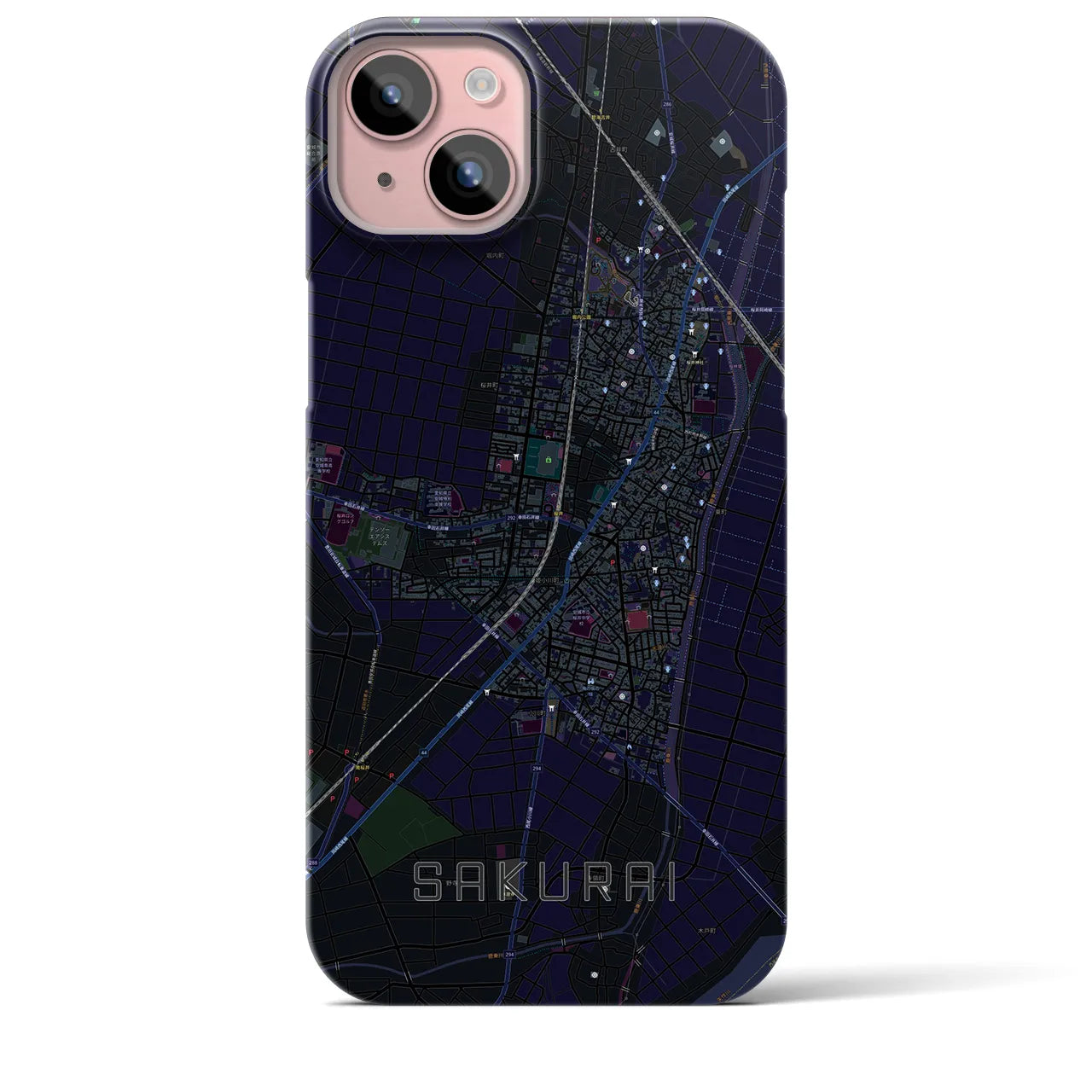 【桜井(愛知県)】地図柄iPhoneケース(バックカバータイプ)