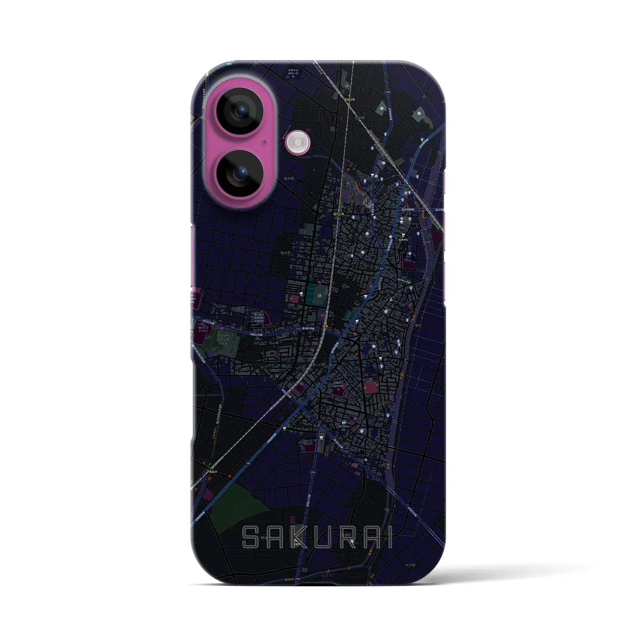 【桜井(愛知県)】地図柄iPhoneケース(バックカバータイプ)