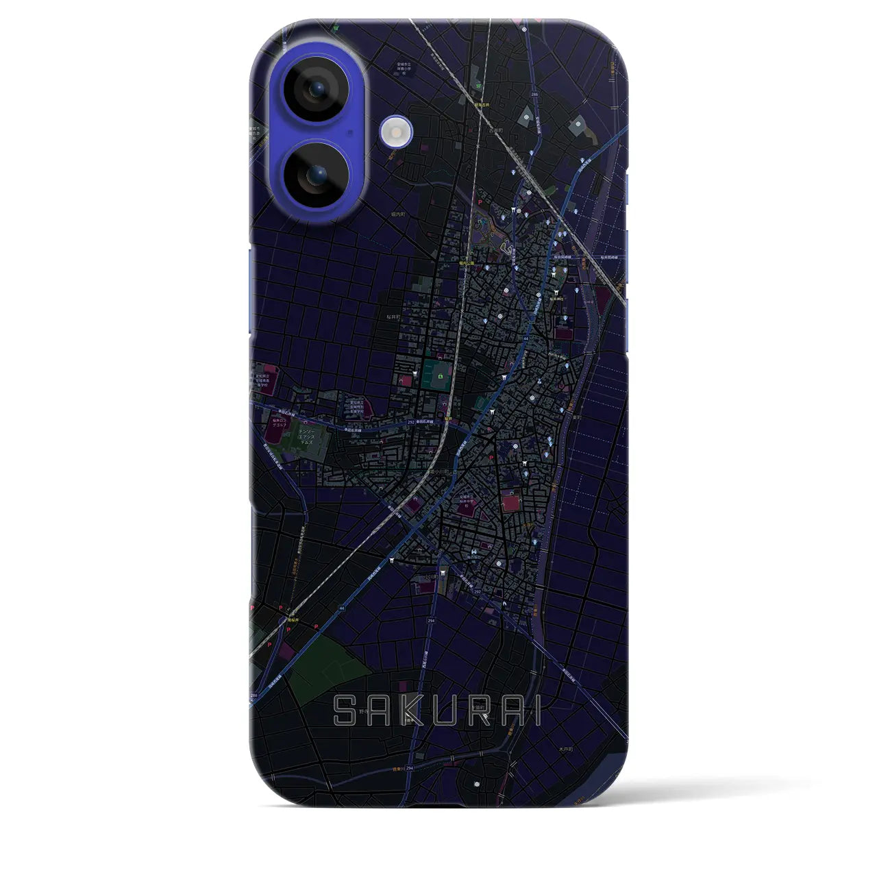 【桜井(愛知県)】地図柄iPhoneケース(バックカバータイプ)