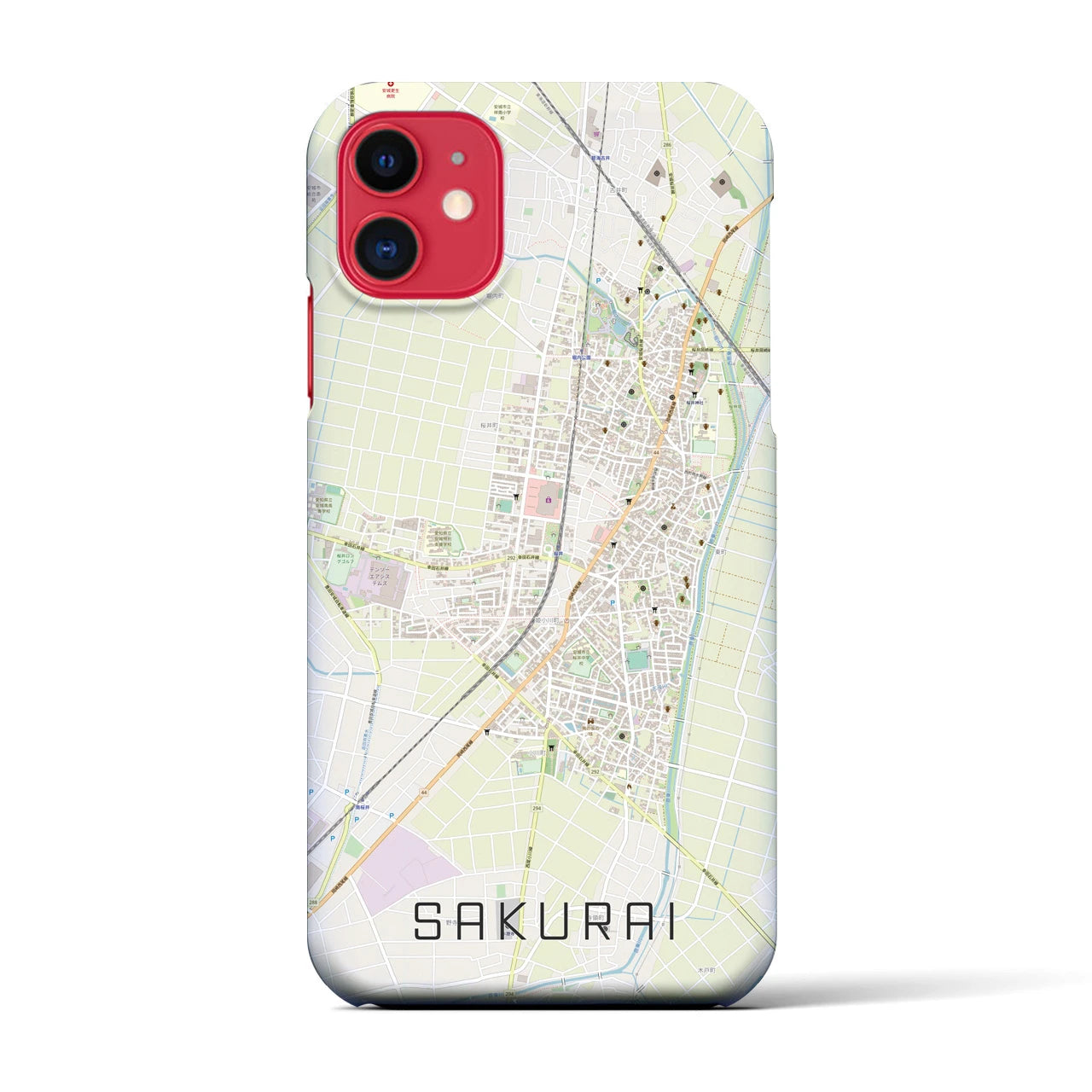 【桜井(愛知県)】地図柄iPhoneケース(バックカバータイプ)