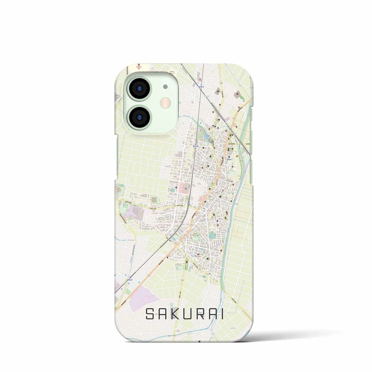 【桜井(愛知県)】地図柄iPhoneケース(バックカバータイプ)
