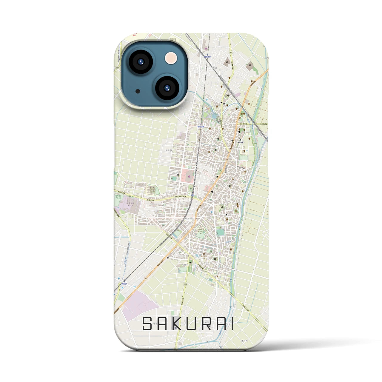 【桜井(愛知県)】地図柄iPhoneケース(バックカバータイプ)