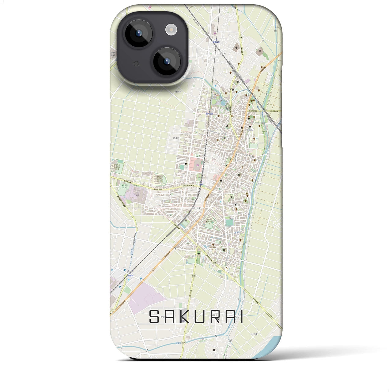 【桜井(愛知県)】地図柄iPhoneケース(バックカバータイプ)