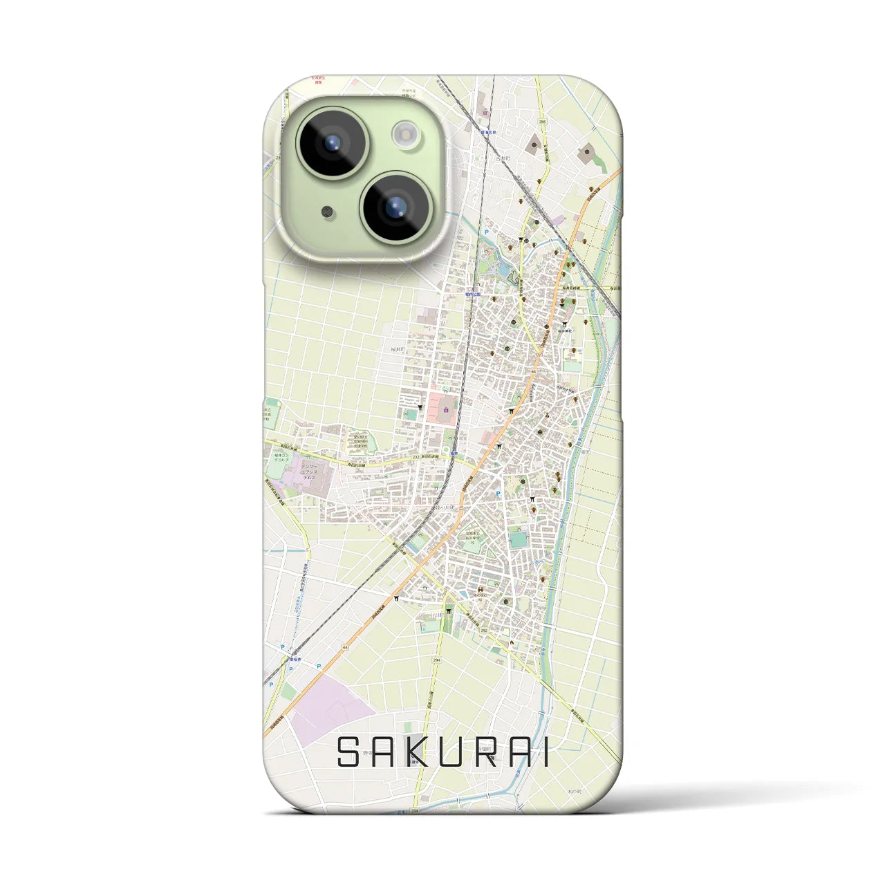 【桜井(愛知県)】地図柄iPhoneケース(バックカバータイプ)