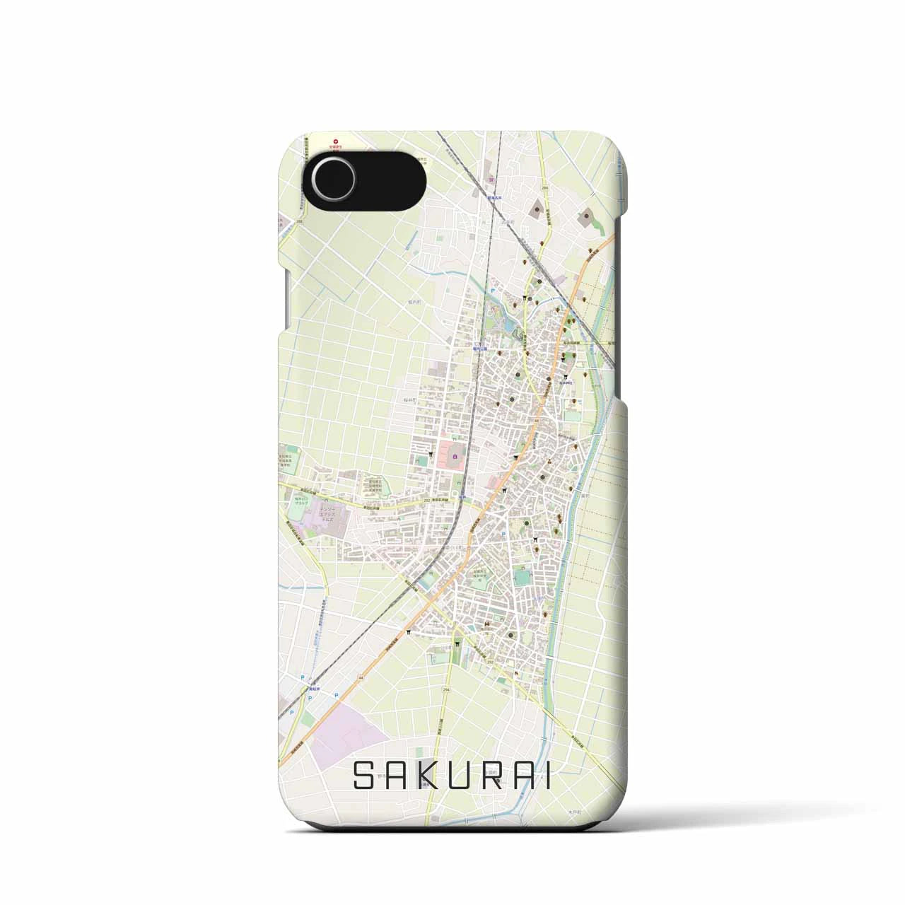【桜井(愛知県)】地図柄iPhoneケース(バックカバータイプ)