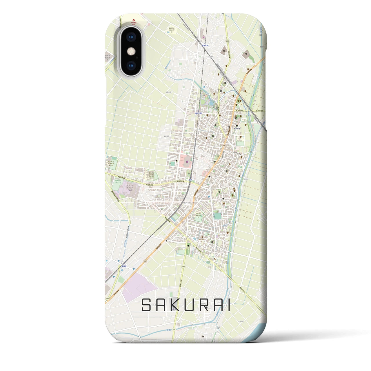 【桜井(愛知県)】地図柄iPhoneケース(バックカバータイプ)