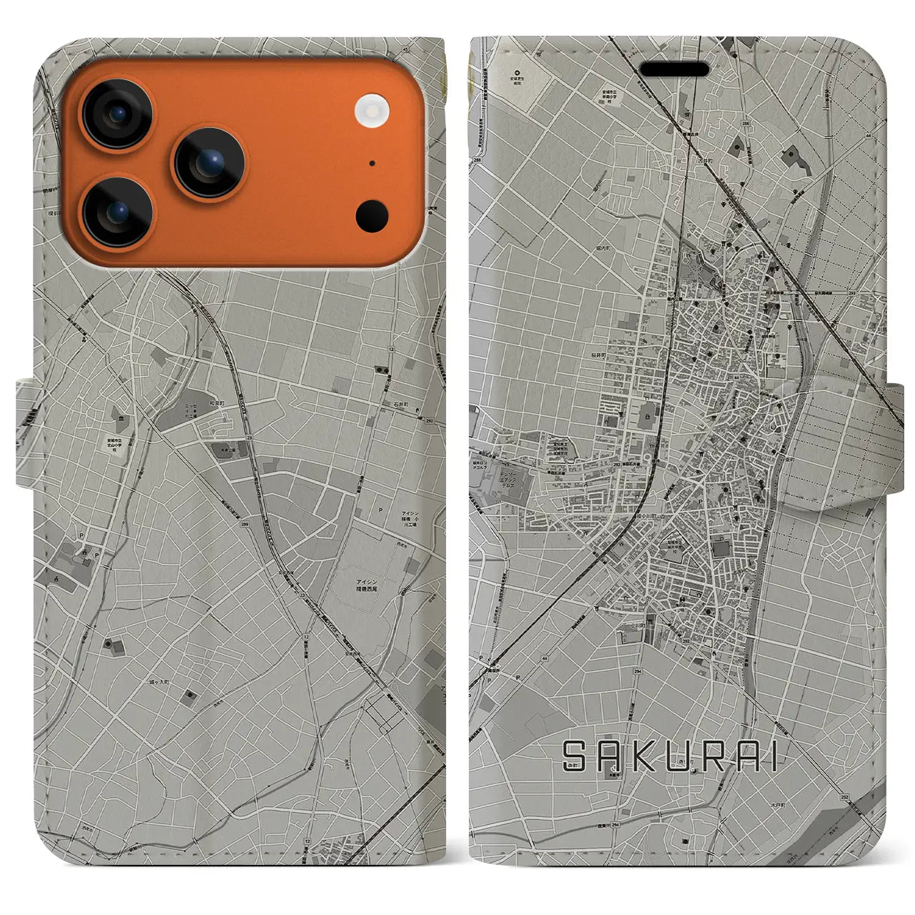 【桜井(愛知県)】地図柄iPhoneケース(手帳タイプ)