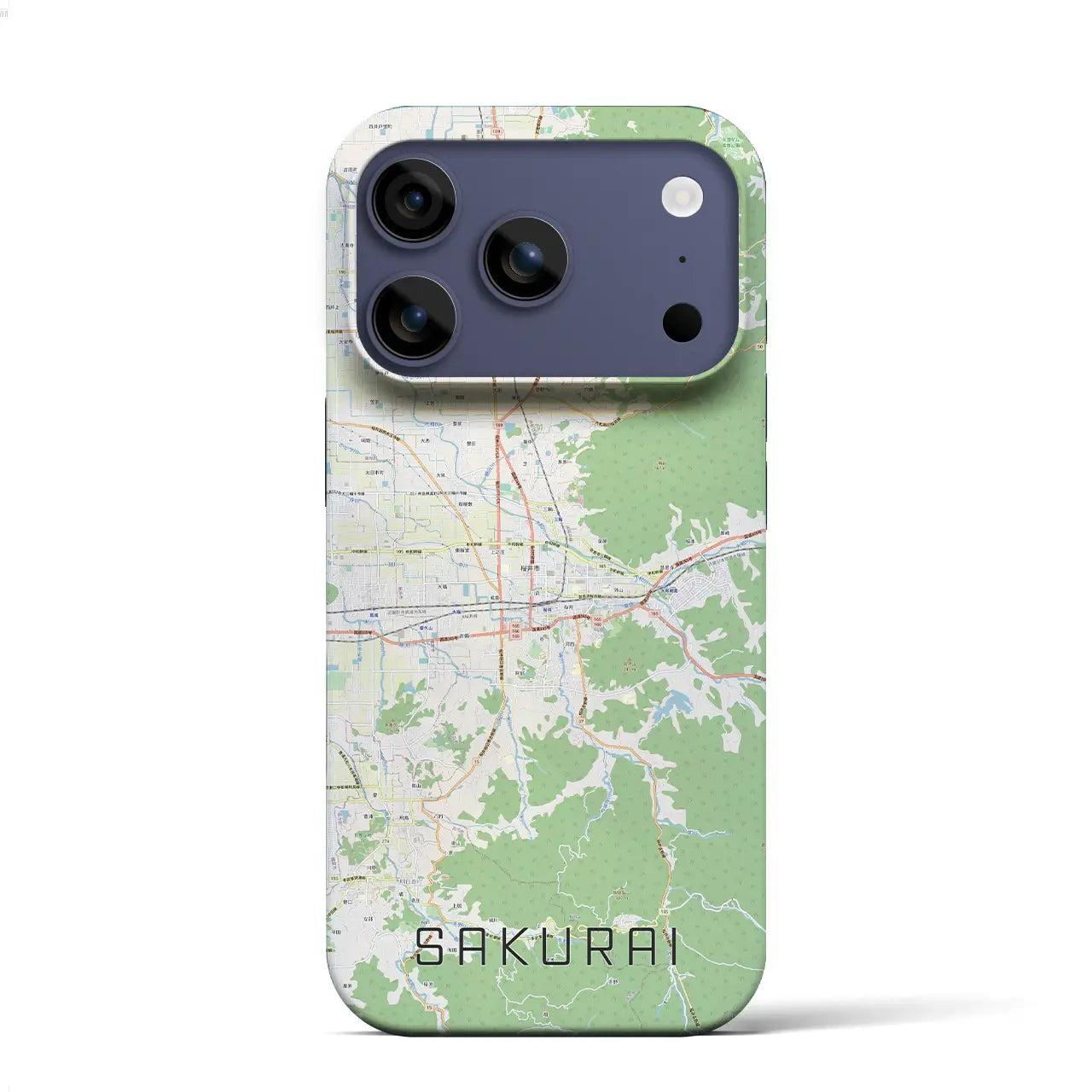 【桜井(奈良県)】地図柄iPhoneケース(バックカバータイプ)ブラック・iPhone 17 Pro Max 用