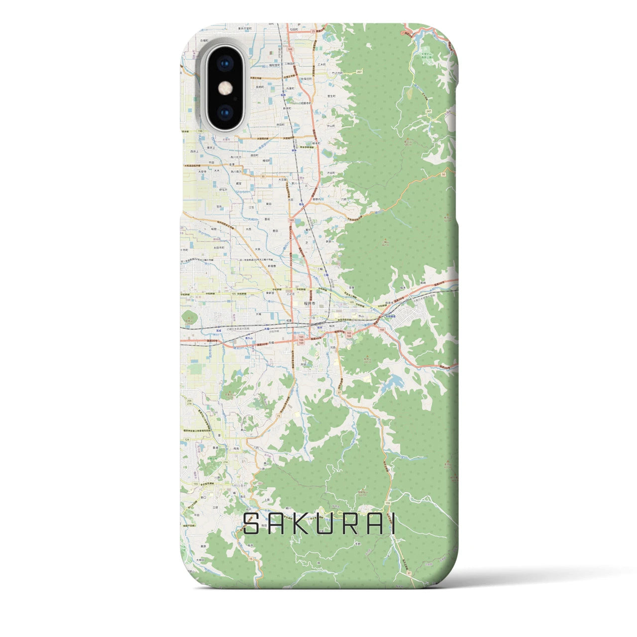 【桜井(奈良県)】地図柄iPhoneケース(バックカバータイプ)