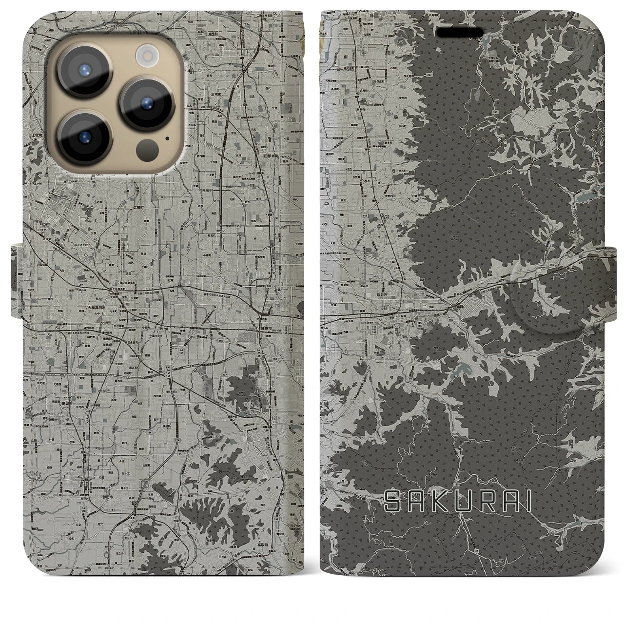 【桜井(奈良県)】地図柄iPhoneケース(手帳タイプ)