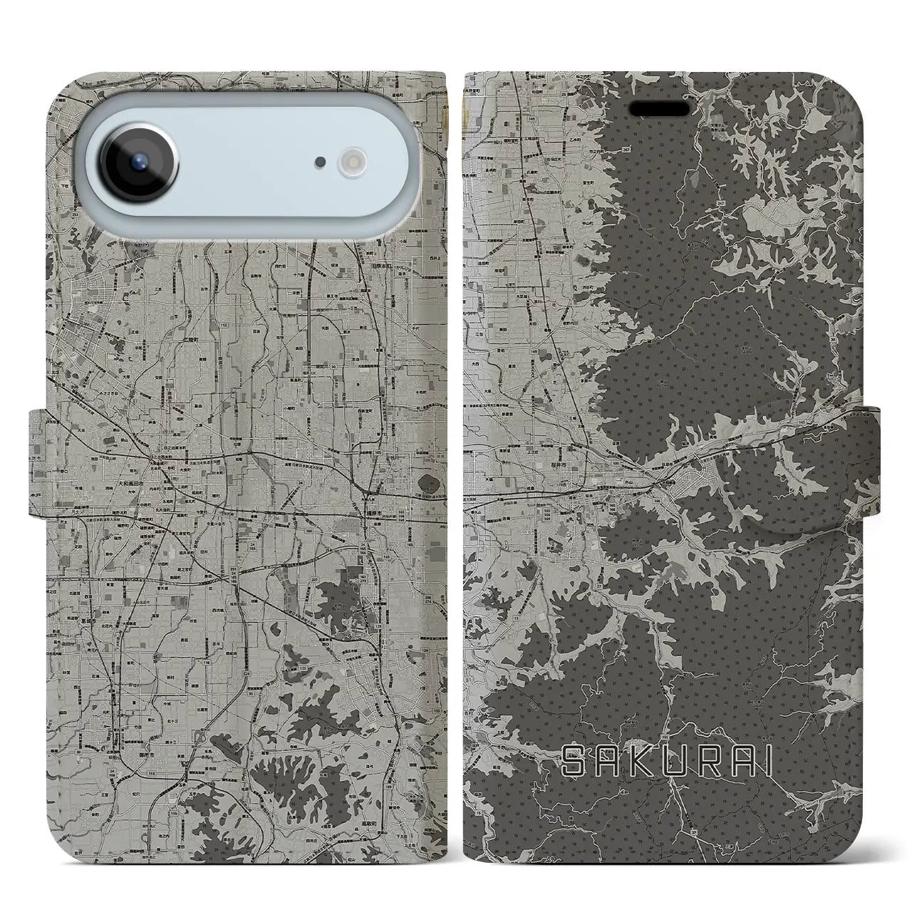 【桜井(奈良県)】地図柄iPhoneケース(手帳タイプ)