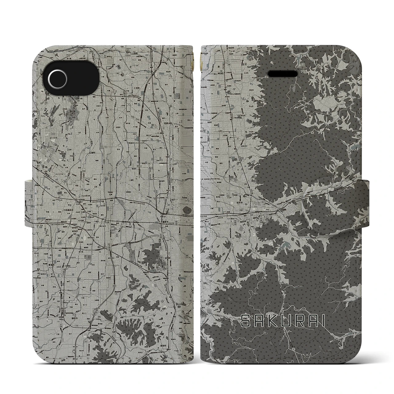 【桜井(奈良県)】地図柄iPhoneケース(手帳タイプ)