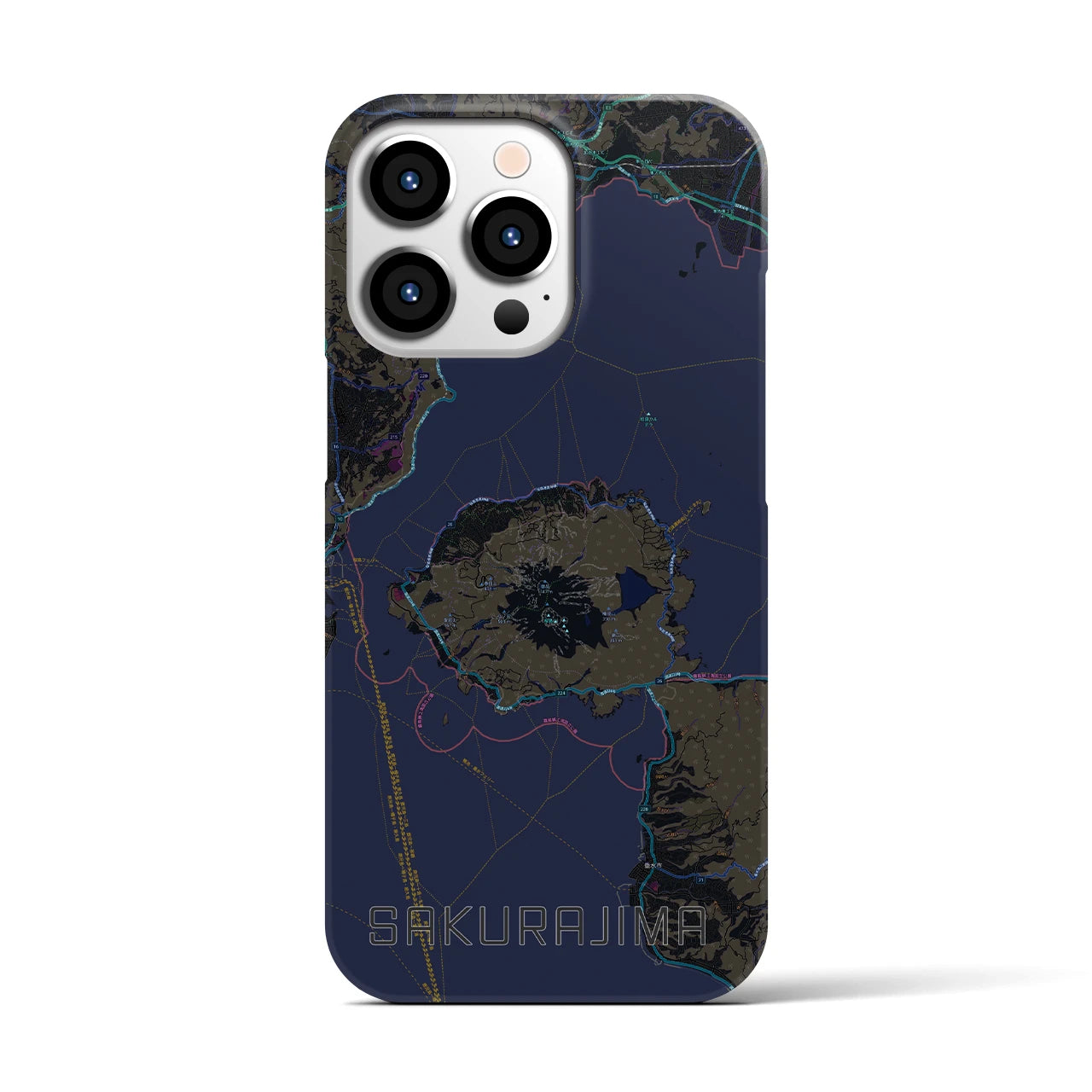 【桜島(鹿児島県)】地図柄iPhoneケース(バックカバータイプ)