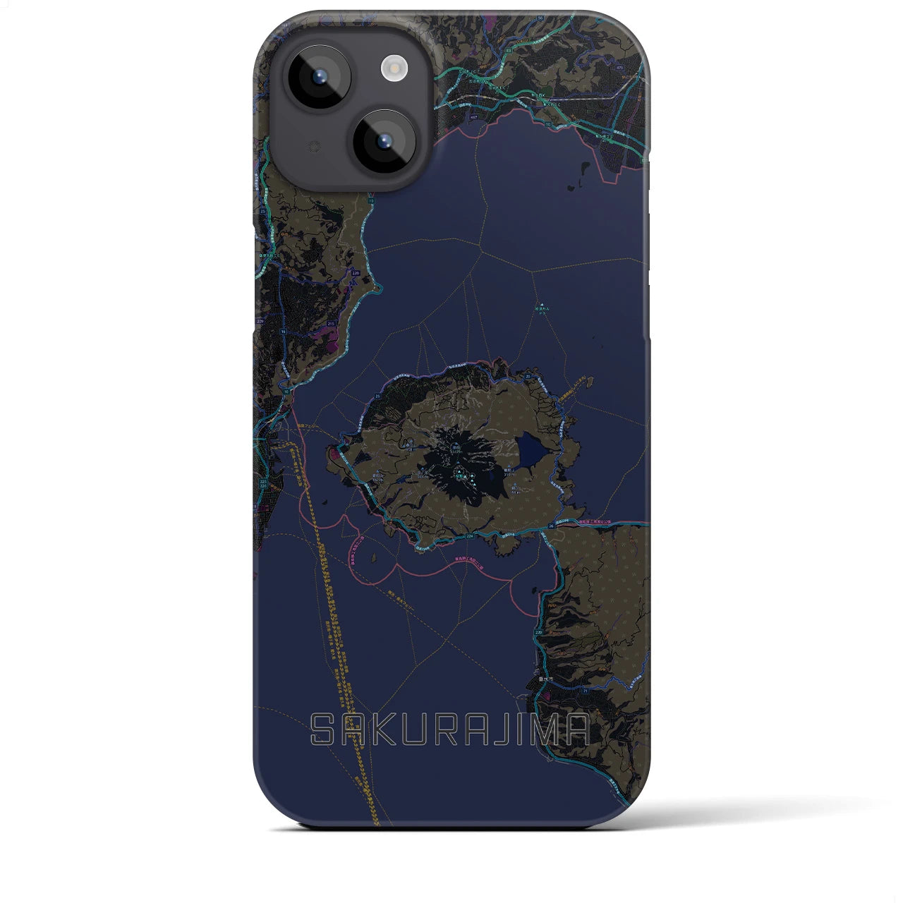 【桜島(鹿児島県)】地図柄iPhoneケース(バックカバータイプ)